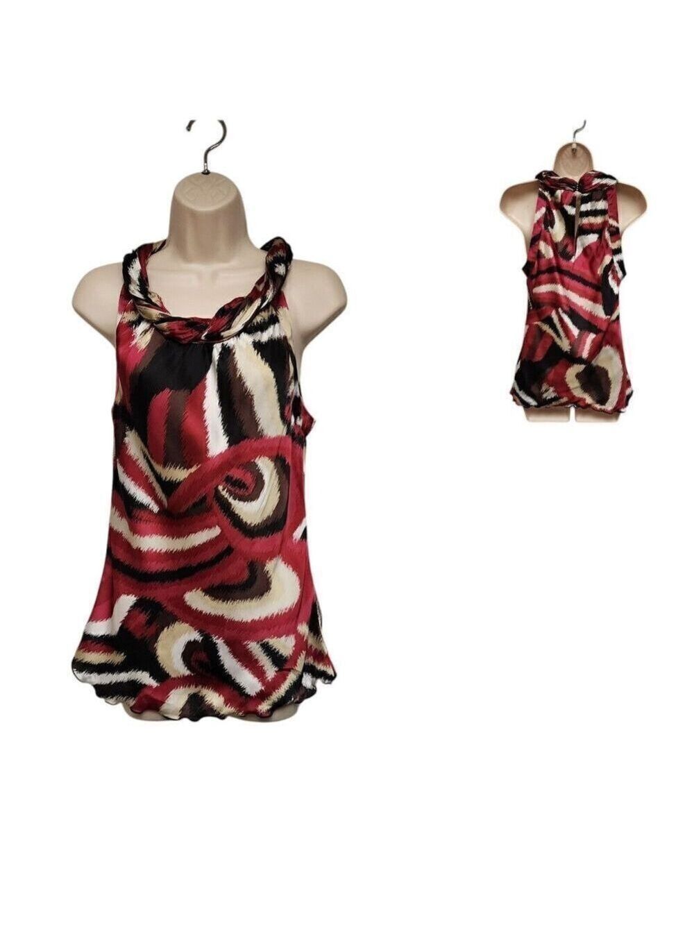 New Directions Women's Size SM Halter Top Twist Neck Sleeveless Printed